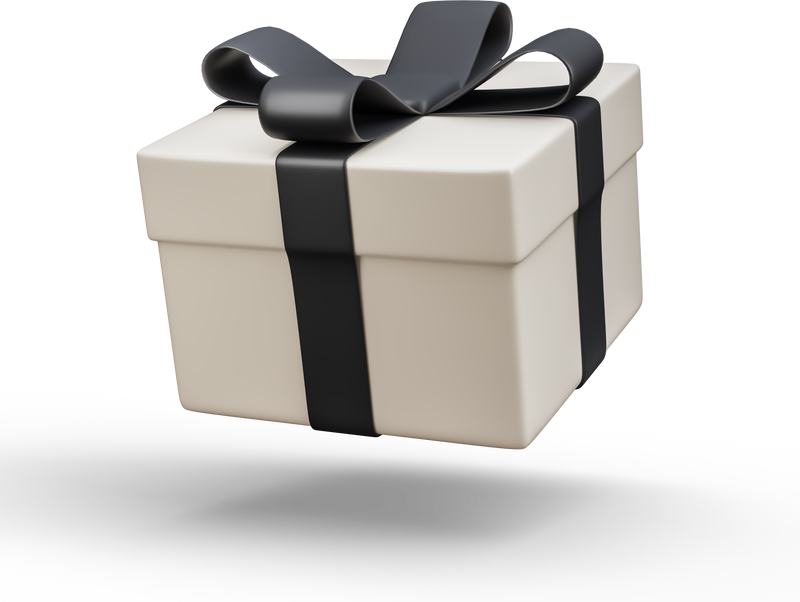 Decorative gift box with black bow isolated